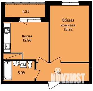 1-к квартира, строящийся дом, 46м2, 14/14 этаж