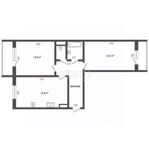 2-к квартира, вторичка, 58м2, 5/10 этаж