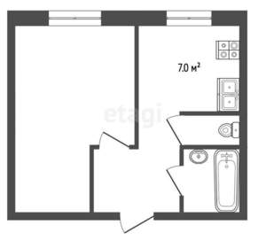 1-к квартира, вторичка, 34м2, 8/9 этаж