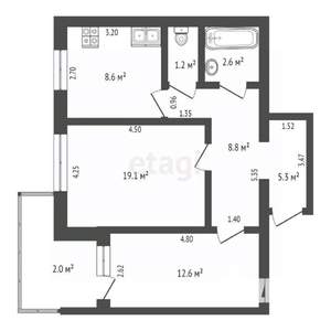 2-к квартира, вторичка, 58м2, 4/9 этаж