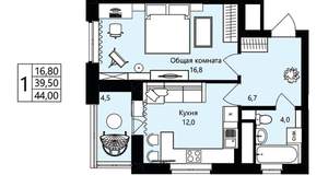 1-к квартира, вторичка, 40м2, 9/18 этаж
