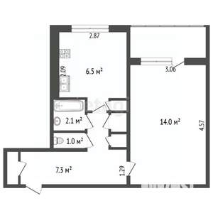 1-к квартира, вторичка, 33м2, 6/9 этаж