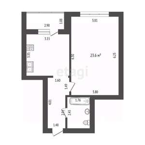 1-к квартира, вторичка, 45м2, 1/9 этаж