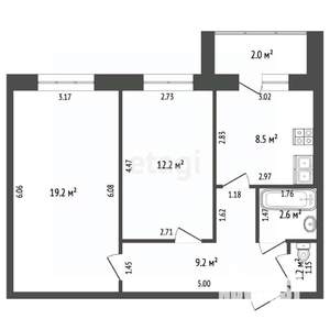 2-к квартира, вторичка, 53м2, 9/10 этаж