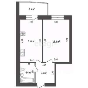 1-к квартира, вторичка, 39м2, 7/9 этаж