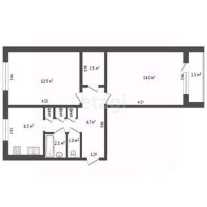 2-к квартира, вторичка, 47м2, 1/5 этаж