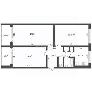 3-к квартира, вторичка, 61м2, 3/5 этаж
