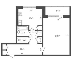 1-к квартира, вторичка, 33м2, 1/9 этаж