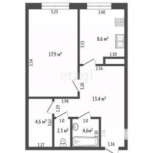 1-к квартира, вторичка, 51м2, 1/13 этаж