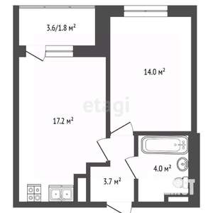 1-к квартира, вторичка, 41м2, 3/19 этаж