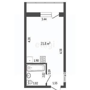 Студия квартира, вторичка, 22м2, 2/9 этаж