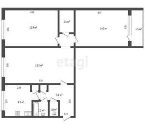 3-к квартира, вторичка, 64м2, 5/5 этаж