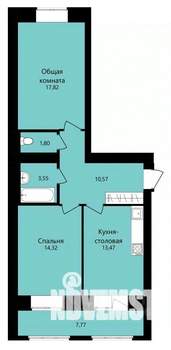 2-к квартира, строящийся дом, 65м2, 2/12 этаж