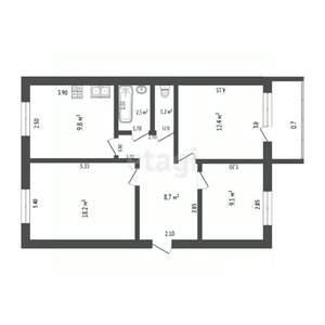 3-к квартира, вторичка, 62м2, 3/5 этаж