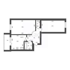 2-к квартира, вторичка, 65м2, 7/9 этаж