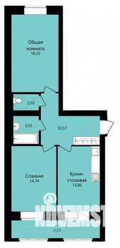 2-к квартира, строящийся дом, 67м2, 4/12 этаж