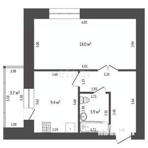 1-к квартира, вторичка, 38м2, 9/12 этаж