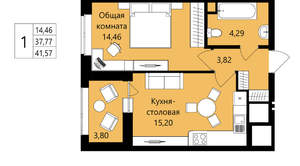 1-к квартира, вторичка, 38м2, 13/18 этаж