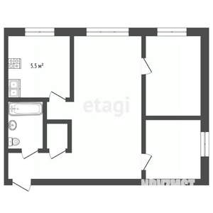 2-к квартира, вторичка, 40м2, 5/5 этаж