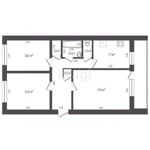3-к квартира, вторичка, 62м2, 4/5 этаж