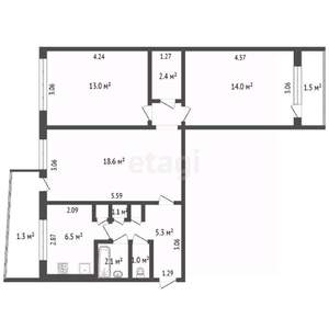 3-к квартира, вторичка, 64м2, 1/9 этаж