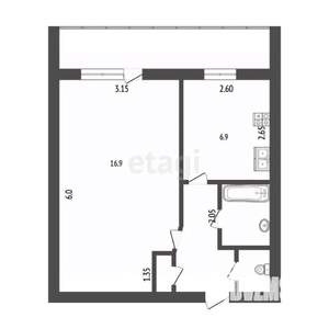 1-к квартира, вторичка, 34м2, 1/9 этаж