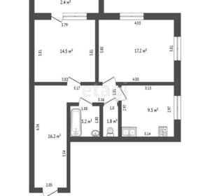 2-к квартира, вторичка, 62м2, 1/9 этаж