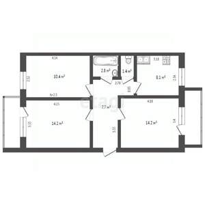 3-к квартира, вторичка, 60м2, 4/5 этаж