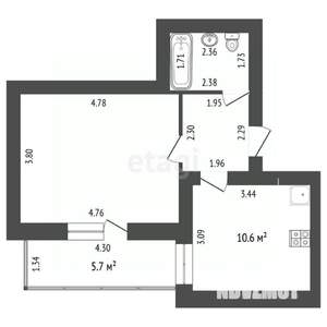1-к квартира, вторичка, 37м2, 6/12 этаж
