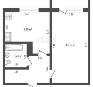 1-к квартира, вторичка, 34м2, 9/10 этаж
