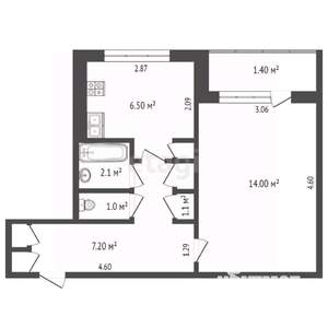 1-к квартира, вторичка, 34м2, 8/9 этаж