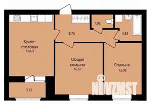 2-к квартира, строящийся дом, 65м2, 10/12 этаж