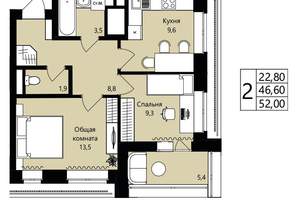 2-к квартира, вторичка, 47м2, 14/18 этаж
