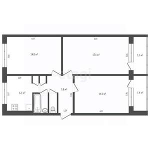 3-к квартира, вторичка, 64м2, 5/5 этаж