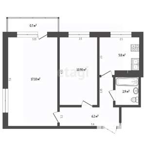 2-к квартира, вторичка, 43м2, 3/5 этаж