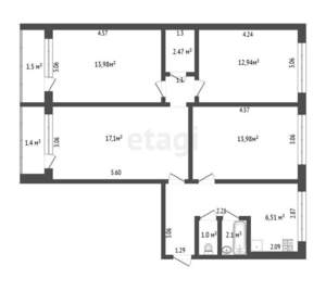 4-к квартира, вторичка, 78м2, 3/5 этаж