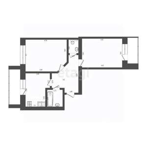 2-к квартира, вторичка, 55м2, 9/9 этаж
