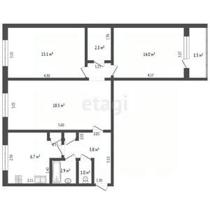 3-к квартира, вторичка, 64м2, 1/5 этаж