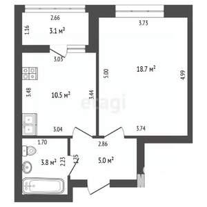 1-к квартира, вторичка, 40м2, 3/9 этаж