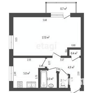 1-к квартира, вторичка, 30м2, 5/5 этаж