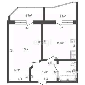 1-к квартира, вторичка, 40м2, 7/9 этаж