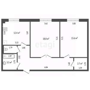 2-к квартира, вторичка, 65м2, 3/8 этаж