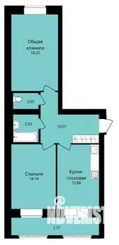 2-к квартира, вторичка, 63м2, 5/12 этаж