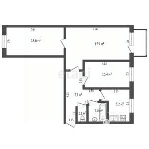 3-к квартира, вторичка, 58м2, 5/5 этаж