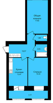 2-к квартира, вторичка, 62м2, 2/12 этаж
