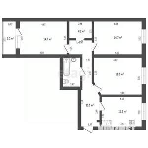 3-к квартира, вторичка, 85м2, 4/10 этаж