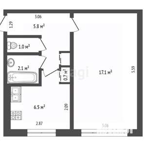 1-к квартира, вторичка, 33м2, 3/5 этаж