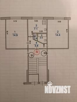 2-к квартира, вторичка, 43м2, 1/5 этаж