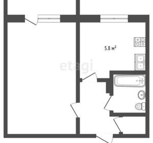 1-к квартира, вторичка, 33м2, 1/5 этаж