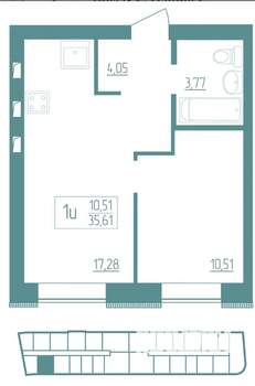 1-к квартира, вторичка, 35м2, 7/11 этаж